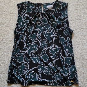 Calvin Klein Pleated Crew Neck Blouse